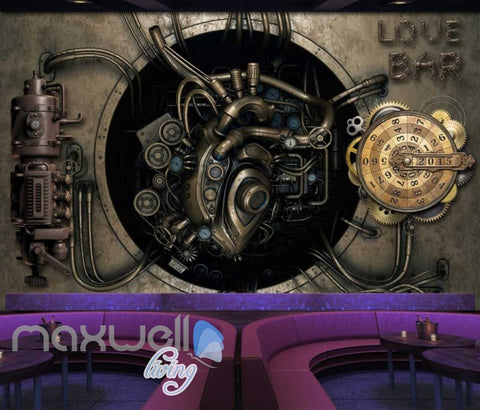 Image of Cyborg Metal Heart Design Bar Art Wall Murals Wallpaper Decals Prints Decor IDCWP-JB-000041