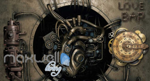 Image of Cyborg Metal Heart Design Bar Art Wall Murals Wallpaper Decals Prints Decor IDCWP-JB-000041