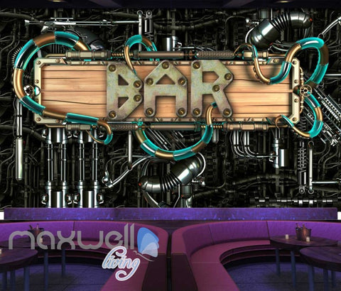 Image of Bar Metal Desgin Pattern Gears Art Wall Murals Wallpaper Decals Prints Decor IDCWP-JB-000042