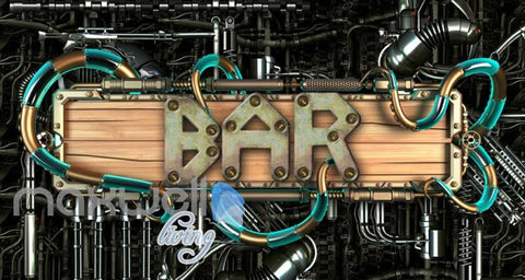 Image of Bar Metal Desgin Pattern Gears Art Wall Murals Wallpaper Decals Prints Decor IDCWP-JB-000042