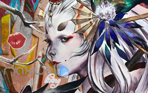 Image of Painting Lady Pale Art Watercolour Art Wall Murals Wallpaper Decals Prints Decor IDCWP-JB-000045