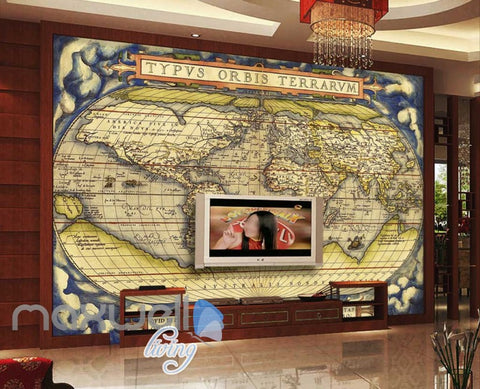 Image of Old Map Latin World Design Art Wall Murals Wallpaper Decals Prints Decor IDCWP-JB-000051