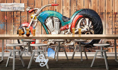 Image of Chopper Harley Davidson Art Wood Wall Art Wall Murals Wallpaper Decals Prints Decor IDCWP-JB-000053