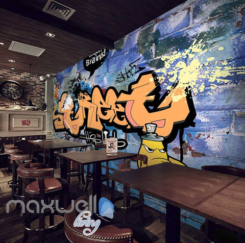 Image of Brick Wall Graffiti Art Hiphop Art Wall Murals Wallpaper Decals Prints Decor IDCWP-JB-000055