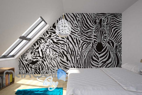 Image of Optical Illusion Black White Tiger Zebra Art Art Wall Murals Wallpaper Decals Prints Decor IDCWP-JB-000068