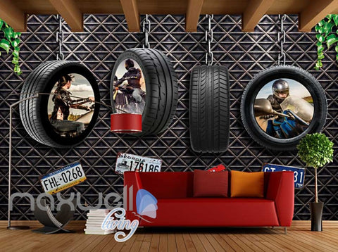 Image of Motorcyle Tire Hanging Metal Wall Art Wall Murals Wallpaper Decals Prints Decor IDCWP-JB-000073
