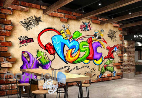 Image of Music Animated Art Graffiti Hiphop Art Wall Murals Wallpaper Decals Prints Decor IDCWP-JB-000080