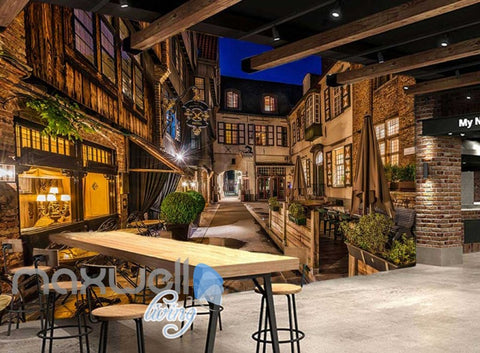 Image of Old Style Bar Hotl Alley Lights Art Wall Murals Wallpaper Decals Prints Decor IDCWP-JB-000086