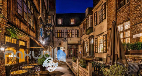 Image of Old Style Bar Hotl Alley Lights Art Wall Murals Wallpaper Decals Prints Decor IDCWP-JB-000086