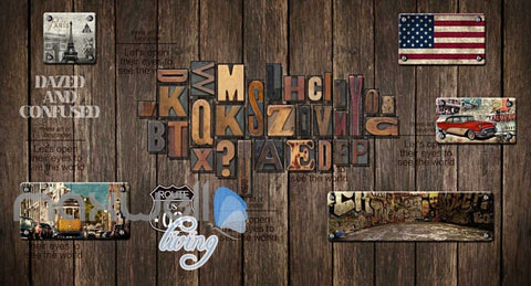 Image of World Travel Letter Wood Wall Mural Art Wall Murals Wallpaper Decals Prints Decor IDCWP-JB-000094