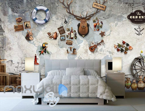 Image of World Wall Display Showcase Deer Design Art Wall Murals Wallpaper Decals Prints Decor IDCWP-JB-000100