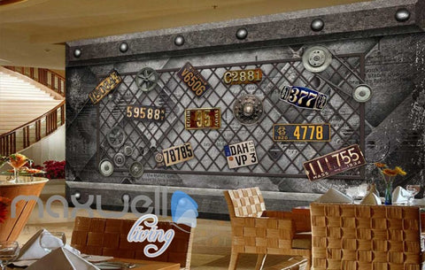 Image of Metal Classic Lisence Plate Display Art Wall Murals Wallpaper Decals Prints Decor IDCWP-JB-000102