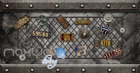 Image of Metal Classic Lisence Plate Display Art Wall Murals Wallpaper Decals Prints Decor IDCWP-JB-000102