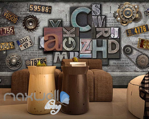 Image of Letter Display Metal Gear Number Plates Art Art Wall Murals Wallpaper Decals Prints Decor IDCWP-JB-000103
