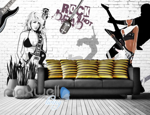 Image of Girl Rock Star Wall Design Art Wall Murals Wallpaper Decals Prints Decor IDCWP-JB-000104