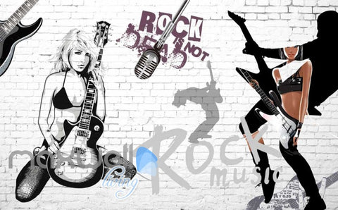 Image of Girl Rock Star Wall Design Art Wall Murals Wallpaper Decals Prints Decor IDCWP-JB-000104