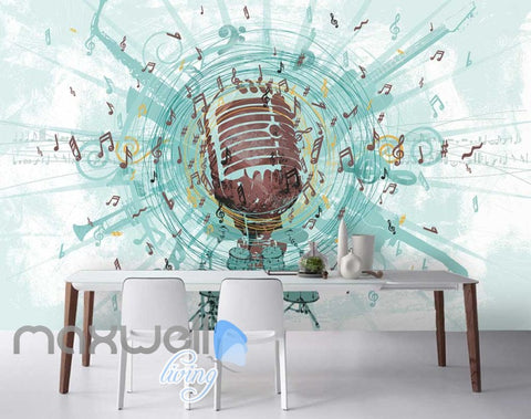 Image of Music Mic Notes Explosion Poster Art Wall Murals Wallpaper Decals Prints Decor IDCWP-JB-000106