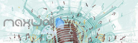 Image of Music Mic Notes Explosion Poster Art Wall Murals Wallpaper Decals Prints Decor IDCWP-JB-000106