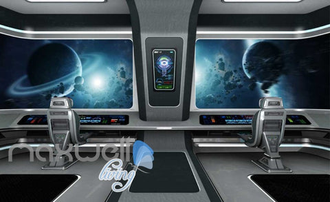 Image of Spaceship Solar System View Moons Art Wall Murals Wallpaper Decals Prints Decor IDCWP-JB-000114