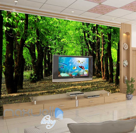 Image of Green Tree Tunnel Path Park Art Wall Murals Wallpaper Decals Prints Decor IDCWP-JB-000124