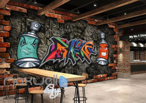Image of Graffiti Wall Breakthrough Art Rocl Art Wall Murals Wallpaper Decals Prints Decor IDCWP-JB-000133