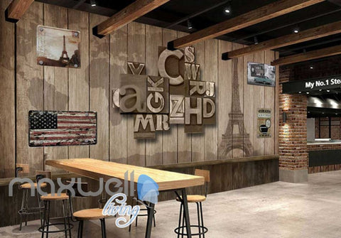 Image of World Letter Display Wood Wall Design Art Wall Murals Wallpaper Decals Prints Decor IDCWP-JB-000138