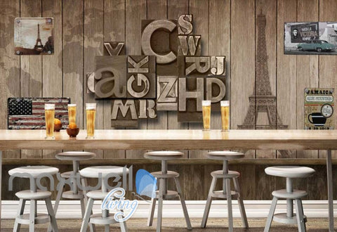 Image of World Letter Display Wood Wall Design Art Wall Murals Wallpaper Decals Prints Decor IDCWP-JB-000138