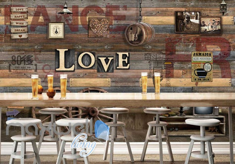 Image of Wood Wheel Lertter Love Collection Art Wall Murals Wallpaper Decals Prints Decor IDCWP-JB-000140