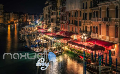 Image of Venice Boats River Lights Photo Art Wall Murals Wallpaper Decals Prints Decor IDCWP-JB-000144