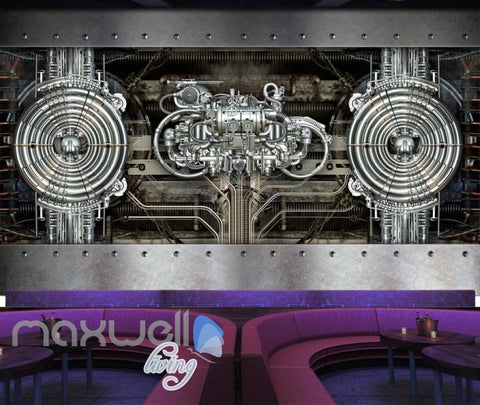 Image of Metal Pipes And Engine Chrome Art Wall Murals Wallpaper Decals Prints Decor IDCWP-JB-000148