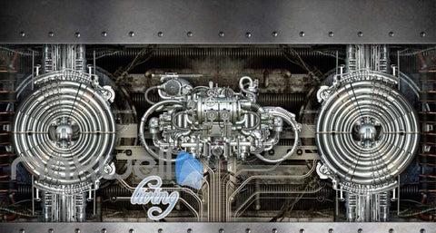 Image of Metal Pipes And Engine Chrome Art Wall Murals Wallpaper Decals Prints Decor IDCWP-JB-000148