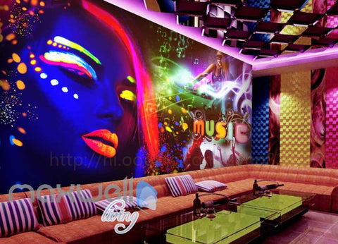 Image of Neon Colour Music Rave Art Wall Murals Wallpaper Decals Prints Decor IDCWP-JB-000150