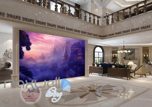 Ancient Chinese House Sunset Mountains Art Wall Murals Wallpaper Decals Prints Decor IDCWP-JB-000160