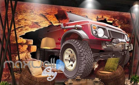 Image of Jeep Breakthrough Brick Wall Art Wall Murals Wallpaper Decals Prints Decor IDCWP-JB-000166