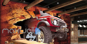 Jeep Breakthrough Brick Wall Art Wall Murals Wallpaper Decals Prints Decor IDCWP-JB-000166
