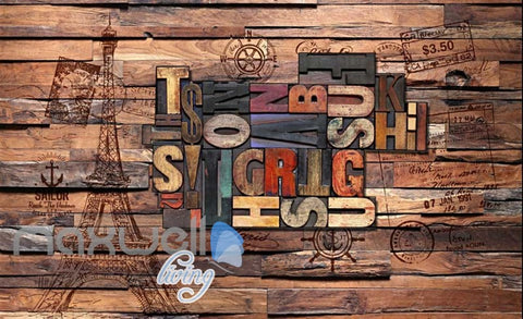 Image of World Letter Collection Wood Wall Art Wall Murals Wallpaper Decals Prints Decor IDCWP-JB-000173