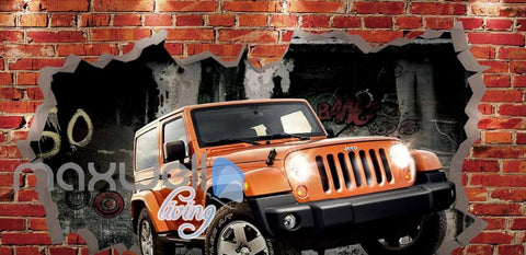 Image of Jeep Wall Breakthrough Display Art Wall Murals Wallpaper Decals Prints Decor IDCWP-JB-000175