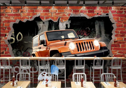 Image of Jeep Wall Breakthrough Display Art Wall Murals Wallpaper Decals Prints Decor IDCWP-JB-000175