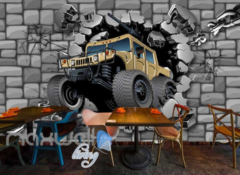 Image of Concrete Wall Break Through Cartoon Art Wall Murals Wallpaper Decals Prints Decor IDCWP-JB-000187