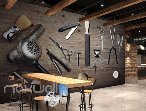 Image of Old Classic Hair Dresser Tools Art Wall Murals Wallpaper Decals Prints Decor IDCWP-JB-000193