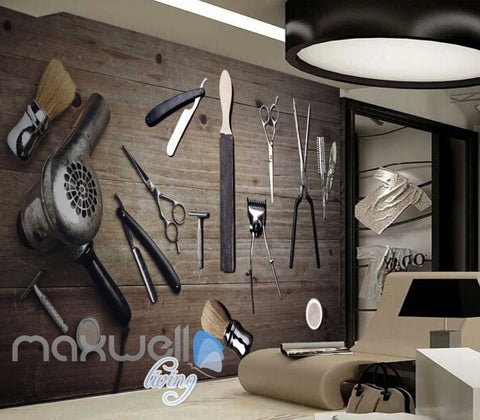 Image of Old Classic Hair Dresser Tools Art Wall Murals Wallpaper Decals Prints Decor IDCWP-JB-000193