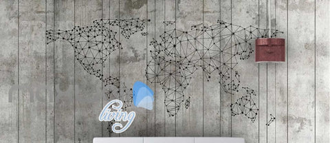 Image of Old Wall World Map Art Wall Murals Wallpaper Decals Prints Decor IDCWP-JB-000208