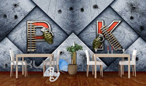 Image of Metal Wall P K Letters With Granada And Bullets Art Wall Murals Wallpaper Decals Prints Decor IDCWP-JB-000211