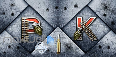 Image of Metal Wall P K Letters With Granada And Bullets Art Wall Murals Wallpaper Decals Prints Decor IDCWP-JB-000211