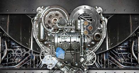 Image of Industrial Fabric Machine Heart Shape Art Wall Murals Wallpaper Decals Prints Decor IDCWP-JB-000220