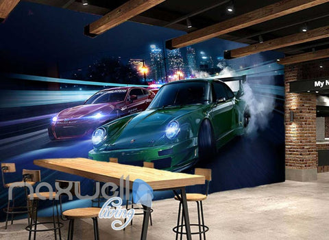 Image of Racing Cars In The City Art Wall Murals Wallpaper Decals Prints Decor IDCWP-JB-000224