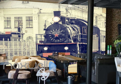 Image of Steam Locomotive In The City Art Wall Murals Wallpaper Decals Prints Decor IDCWP-JB-000229