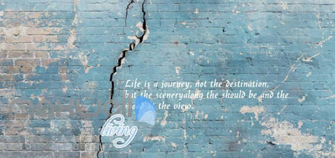Image of Old Damage Blu Wall With Quote Art Wall Murals Wallpaper Decals Prints Decor IDCWP-JB-000232