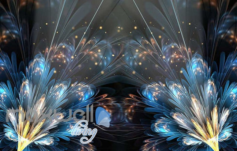 Image of Psychodelic Blue Yellow Pattern Art Wall Murals Wallpaper Decals Prints Decor IDCWP-JB-000234