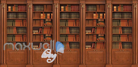 Image of Wooden Old Library Stands With Books Art Wall Murals Wallpaper Decals Prints Decor IDCWP-JB-000238